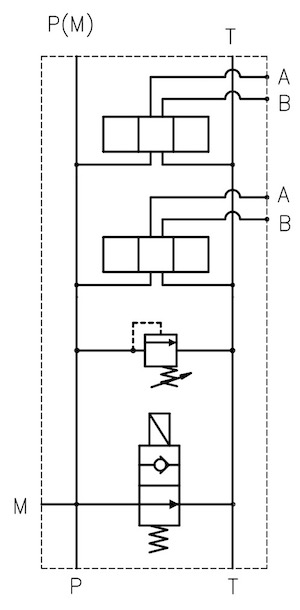base-monoblocco-per-piu-elettrovalvole-cetop-3-con-valvola-limitatrice-di-pressione-e-valvola-di-messa-a-scarico-elettrica-dis1